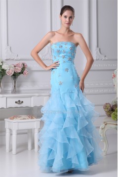 Mermaid/Trumpet Strapless Beading Sleeveless Long Blue Prom/Formal Evening Dresses 02020223