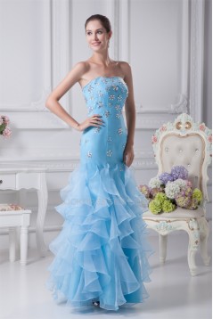 Mermaid/Trumpet Strapless Beading Sleeveless Long Blue Prom/Formal Evening Dresses 02020223