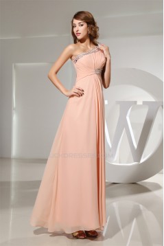 A-Line One-Shoulder Chiffon Long Prom/Formal Evening Dresses 02020228