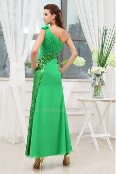 One-Shoulder Sleeveless Ruffles Chiffon Sequins Long Prom Evening Bridesmaid Dresses 02020237
