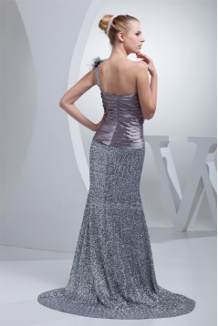 Trumpet/Mermaid Pleats One-Shoulder Sequined Material Prom/Formal Evening Dresses 02020242