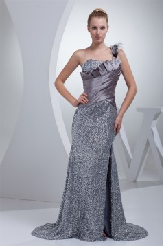 Trumpet/Mermaid Pleats One-Shoulder Sequined Material Prom/Formal Evening Dresses 02020242