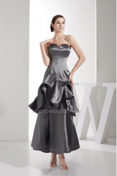 Ruched Taffeta Silk like Satin Netting Ankle-Length Prom/Formal Evening Dresses 02020252