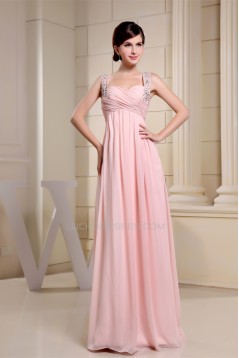 Empire Sleeveless Long Pink Chiffon Floor-Length Prom Evening Maternity Formal Evening Dresses 02020264