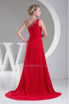 A-Line Beaded Appliques Long Red Prom Evening Formal Bridesmaid Dresses 02020266