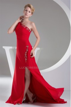 A-Line Beaded Appliques Long Red Prom Evening Formal Bridesmaid Dresses 02020266