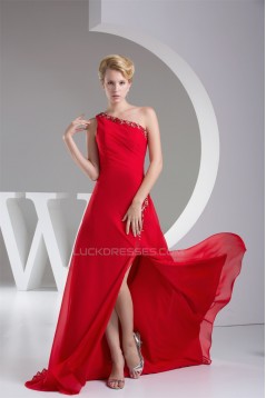 A-Line Beaded Appliques Long Red Prom Evening Formal Bridesmaid Dresses 02020266