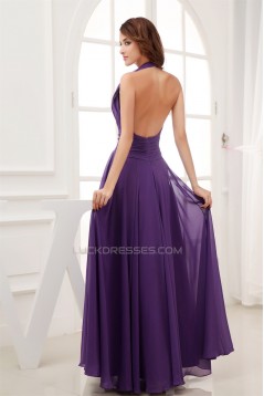 A-Line Halter Long Purple Chiffon Prom/Formal Evening Bridesmaid Dresses 02020268