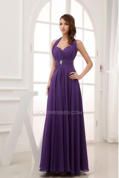 A-Line Halter Long Purple Chiffon Prom/Formal Evening Bridesmaid Dresses 02020268