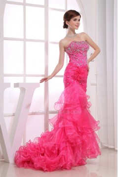 Trumpet/Mermaid Asymmetrical Beaded Long Prom/Formal Evening Dresses 02020270