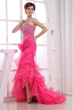 Trumpet/Mermaid Asymmetrical Beaded Long Prom/Formal Evening Dresses 02020270