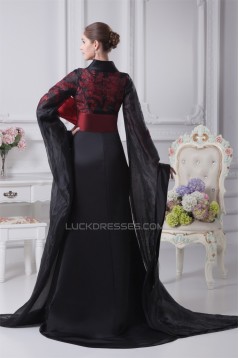 Long Black V-Neck Bows Prom/Formal Evening Dresses 02020276