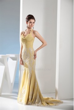 Trumpet/Mermaid Halter Sleeveless Brush Sweep Train Long Prom/Formal Evening Dresses 02020285