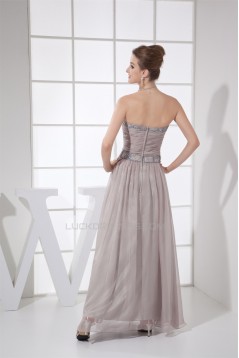 A-Line Strapless Chiffon Ruched Long Prom/Formal Evening Dresses 02020290