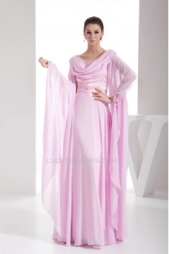 Sheath/Column Floor-Length Long Pink Chiffon Prom/Formal Evening Dresses 02020294