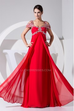 Empire Floor-Length Straps Beading Long Red Prom Evening Formal Maternity Dresses 02020296