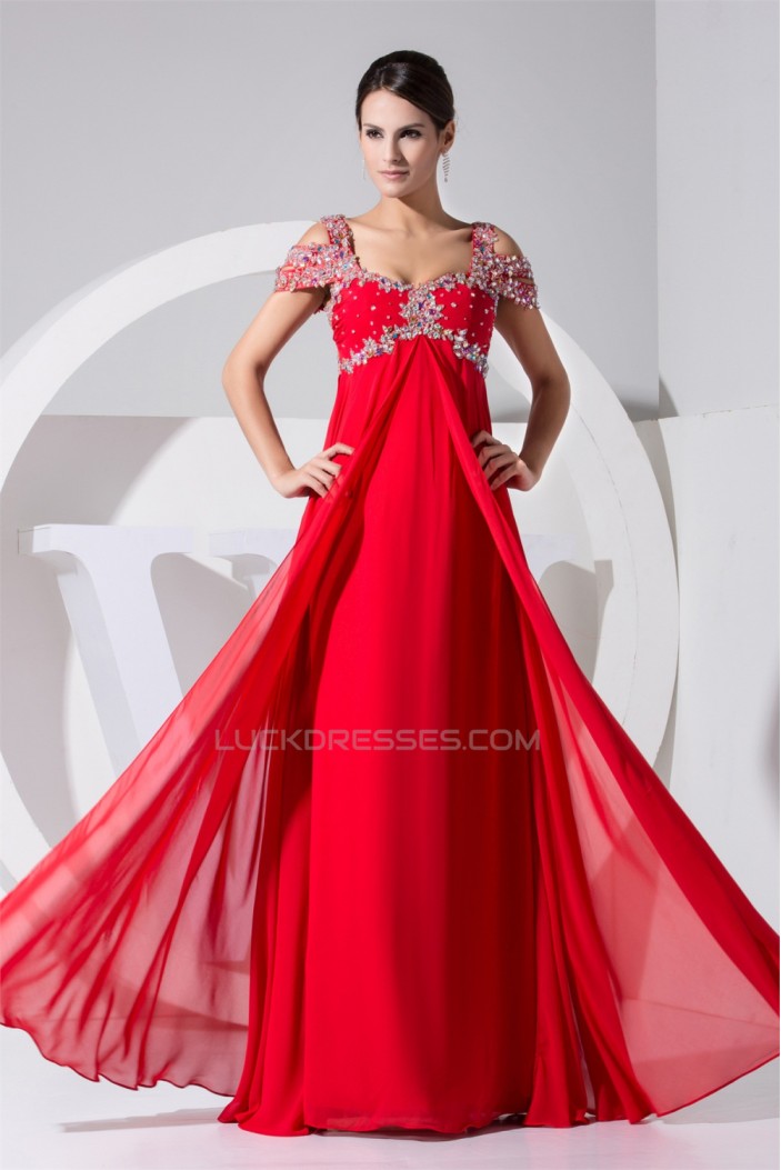 Empire Floor-Length Straps Beading Long Red Prom Evening Formal Maternity Dresses 02020296