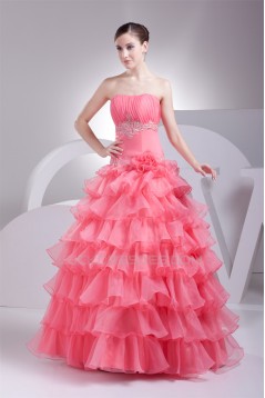 Ball Gown Organza Floor-Length Prom/Formal Evening Dresses 02020301