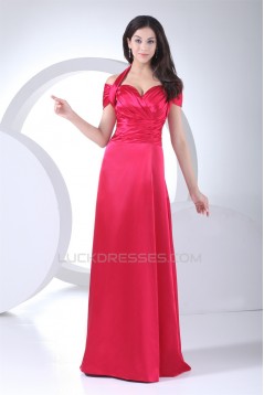 Silk like Satin Halter A-Line Criss Cross Best Evening Formal Bridesmaid Dresses 02020316