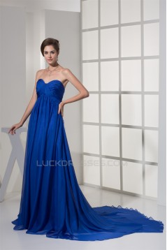 A-Line Sweetheart Long Blue Chiffon Prom/Formal Evening Dresses Maternity Dresses 02020322