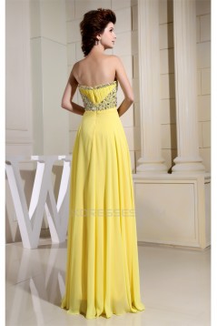 A-Line Chiffon Sleeveless Beading Floor-Length Yellow Prom/Formal Evening Dresses 02020332