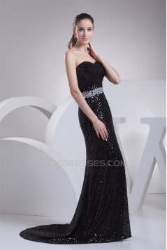 Trumpet/Mermaid Sweetheart Beading Sequined Material Long Black Prom/Formal Evening Dresses 02020339