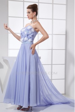 Sheath/Column Sweetheart Brush Sweep Train Chiffon Lace Prom/Formal Evening Dresses 02020343