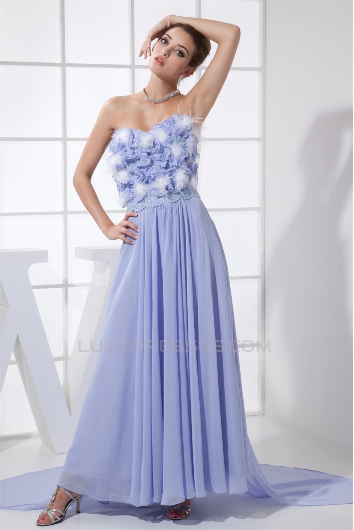 Sheath/Column Sweetheart Brush Sweep Train Chiffon Lace Prom/Formal Evening Dresses 02020343