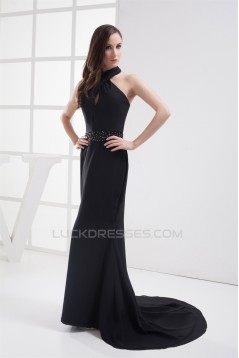 Trumpet/Mermaid Halter Floor-Length Beading Long Black Prom/Formal Evening Dresses 02020369