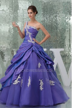 Ball Gown One-Shoulder Beaded Appliques Floor-Length Prom/Formal Evening Dresses 02020375