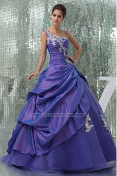 Ball Gown One-Shoulder Beaded Appliques Floor-Length Prom/Formal Evening Dresses 02020375