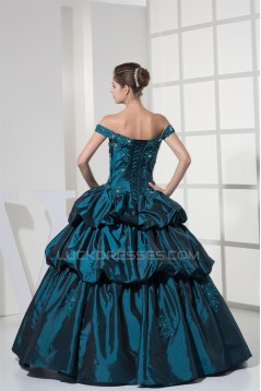 Ball Gown Sleeveless Off-the-Shoulder Beaded Appliques Long Prom/Formal Evening Dresses 02020378