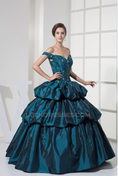 Ball Gown Sleeveless Off-the-Shoulder Beaded Appliques Long Prom/Formal Evening Dresses 02020378