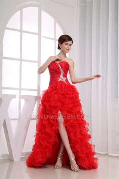 Sleeveless Sweetheart Beading Brush Sweep Train Long Red Prom/Formal Evening Dresses 02020386