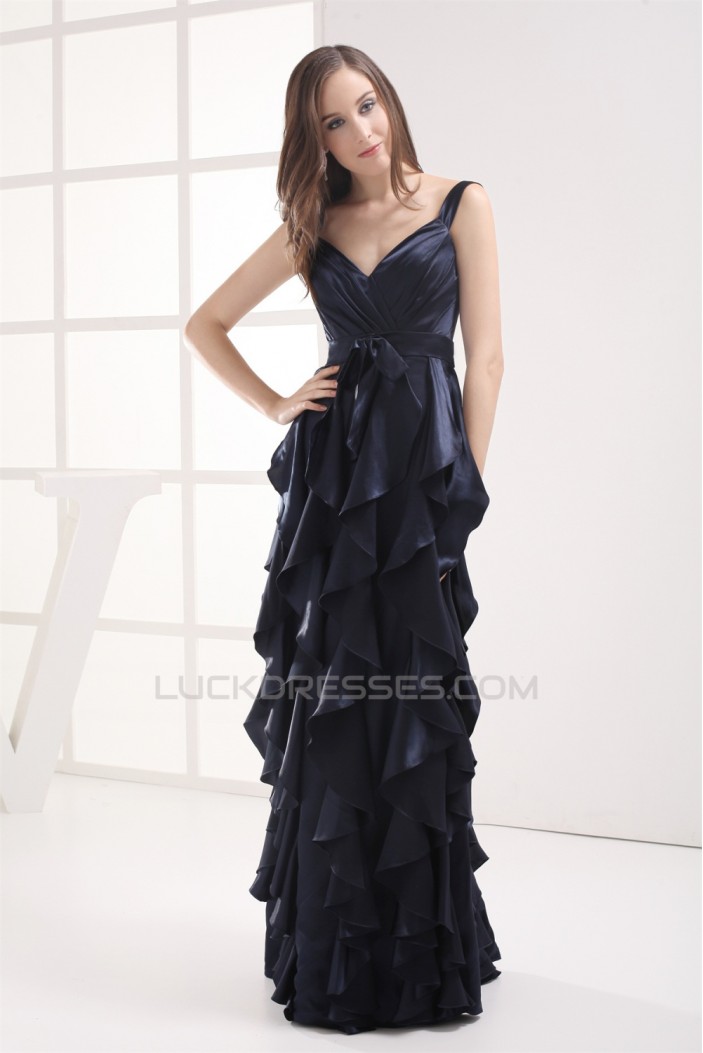 Sheath/Column Spaghetti Straps Cascading Ruffles Long Prom Evening Formal Dresses 02020394