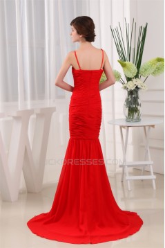 Mermaid/Trumpet Spaghetti Straps Sleeveless Long Red Prom/Formal Evening Dresses 02020396