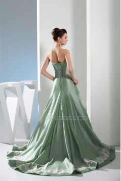 A-Line Sweetheart Handmade Flowers Brush Sweep Train Prom/Formal Evening Dresses 02020401