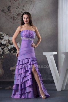 A-Line Taffeta Floor-Length Strapless Ruched Prom/Formal Evening Dresses 02020444