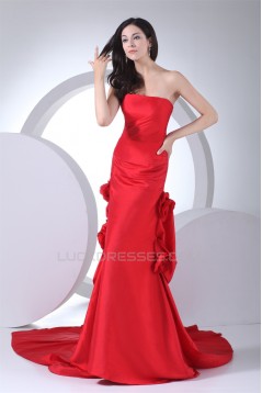 Trumpet/Mermaid Taffeta Sleeveless Handmade Flowers Prom/Formal Evening Dresses 02020446