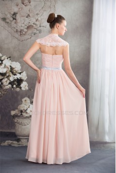 Sheath/Column Deep V-Neck Chiffon Lace Capped Sleeves Prom/Formal Evening Dresses 02020455