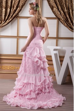 Asymmetrical Sleeveless Ruffles Sweetheart Lace Chiffon Prom/Formal Evening Dresses 02020468