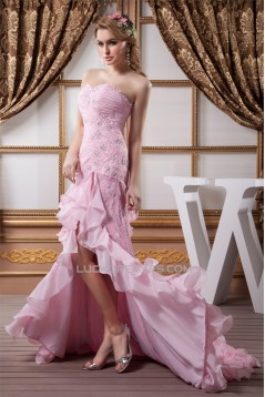 Asymmetrical Sleeveless Ruffles Sweetheart Lace Chiffon Prom/Formal Evening Dresses 02020468