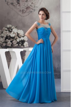 A-Line Beading Sleeveless Scoop Floor-Length Prom/Formal Evening Dresses 02020475