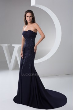 Brush Sweep Train Chiffon Sweetheart Mermaid/Trumpet Prom/Formal Evening Dresses 02020493