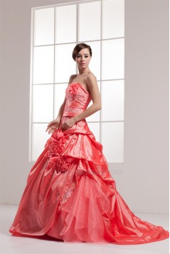 Brush Sweep Train Sleeveless Handmade Flowers Prom/Formal Evening Dresses 02020495