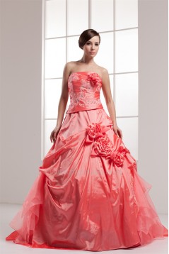 Brush Sweep Train Sleeveless Handmade Flowers Prom/Formal Evening Dresses 02020495