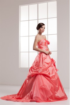 Brush Sweep Train Sleeveless Handmade Flowers Prom/Formal Evening Dresses 02020495