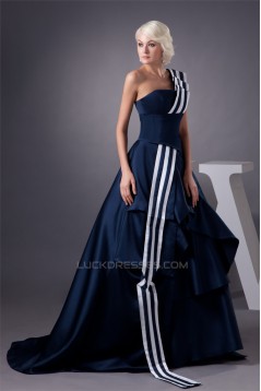 Cascading Ruffles One-Shoulder A-Line Taffeta Prom/Formal Evening Dresses 02020498