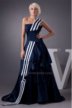 Cascading Ruffles One-Shoulder A-Line Taffeta Prom/Formal Evening Dresses 02020498