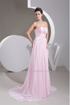 Chiffon Beading A-Line Soft Sweetheart Sleeveless Prom Evening Bridesmaid Dresses 02020500